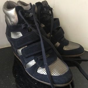 Ash Limited Metallic Navy Blue Wedges Sneakers